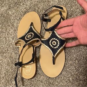 Jack Rogers Navy and Light Gold Sandals